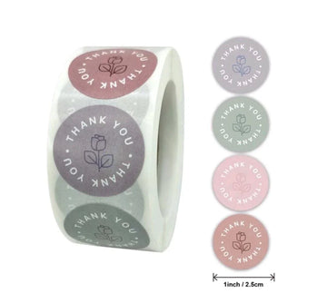 Thank you stickers & labels for Packaging (500 Sticker Roll of 1 Inch)