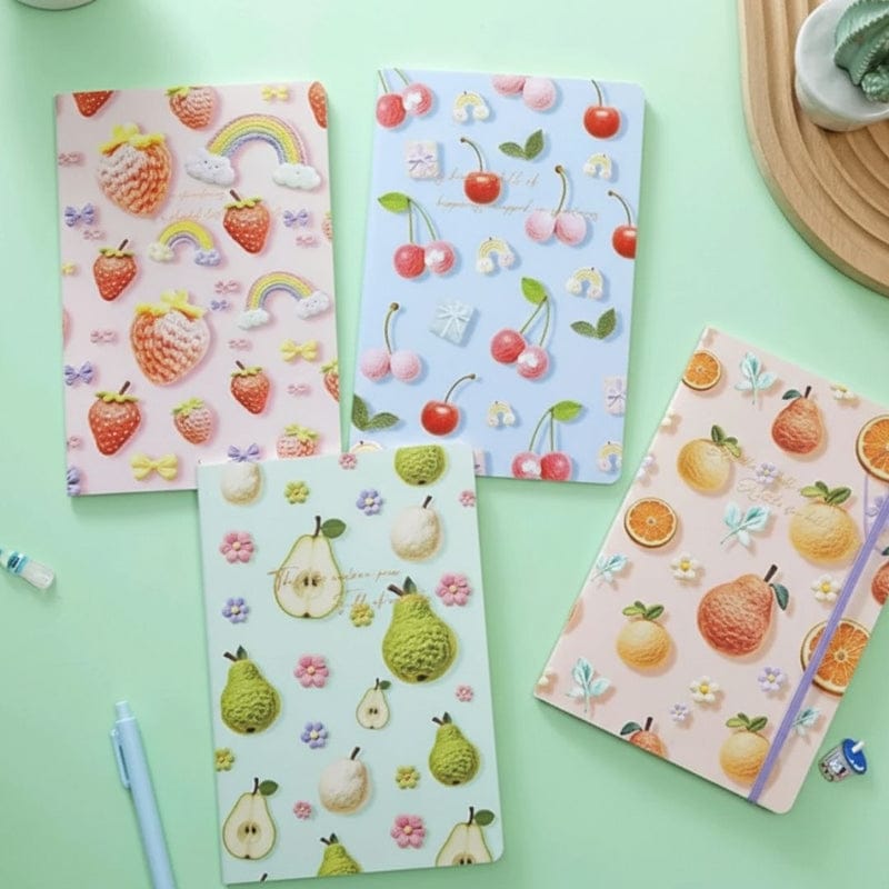 Cute Fruit A5 Ruled Diary – 3D Textured Cover (Pack of 1)