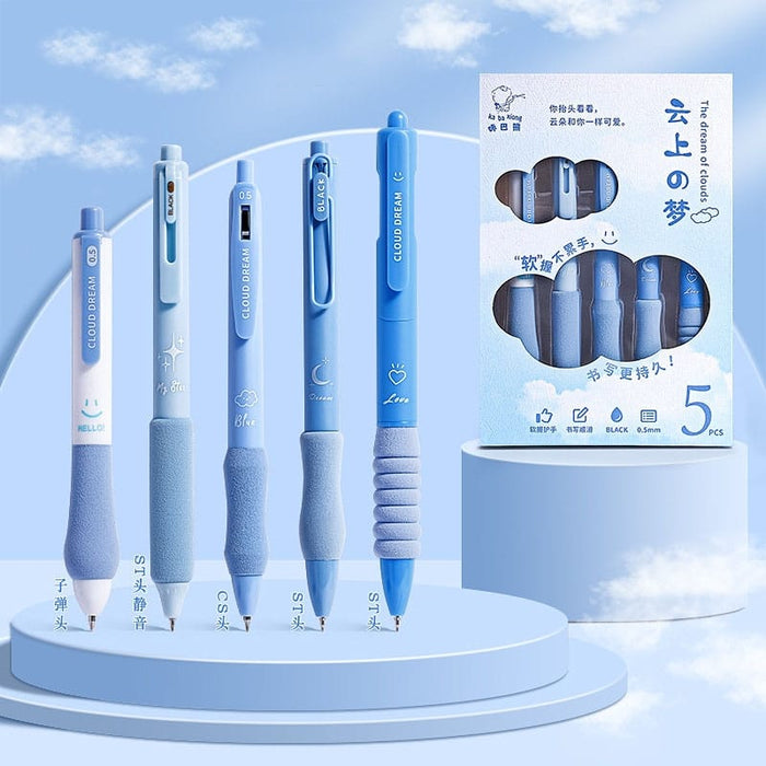 Ocean Blue 0.5mm Black Gel Pens l different Knibs 5 pens set l Fine korean Edition