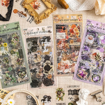 (Buy 1 Get 1 Free ) Premium floral Vintage stickers l Journaling and scrapbooking l Pack of 1 Contains 6 sheets