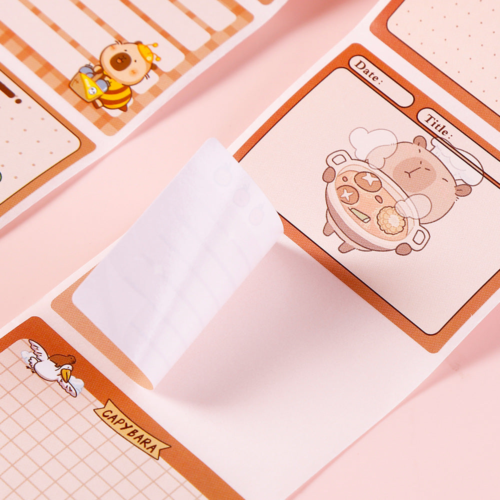 (120 sheets ) Cute Capybara Sticky Notes | Pack Of 1 roll contains 120 sticky notes