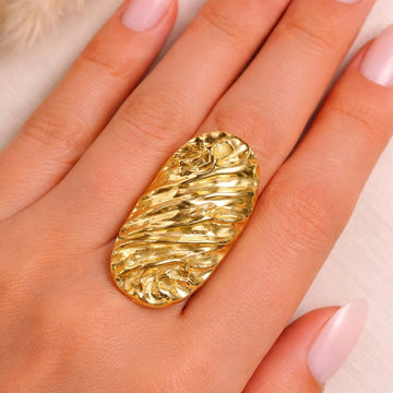 Korean Inspired Golden Tone Adjustable Ring | Anti-Tarnish & Long Lasting | Minimal Luxe Everyday Jewellery