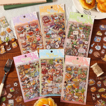 (Buy 1 Get 1 Free ) Premium Bakery theme Sticker for journaling and scrapbooking l Pack of 1 contains 4 sheets