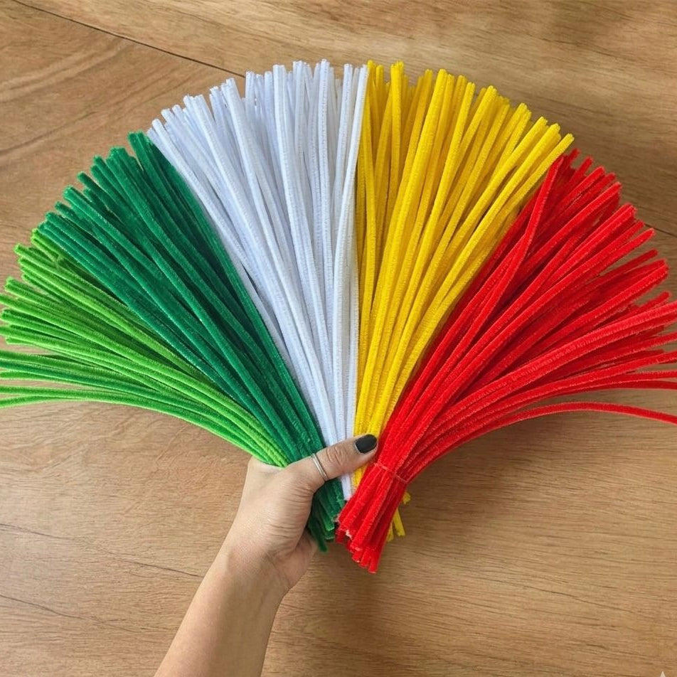 Bouquet Classic Pipe Cleaners Combo | Pack of 5 Colors | 100 Pieces Each | Soft & Flexible Craft Stems for DIY, Decoration & Kids Activities