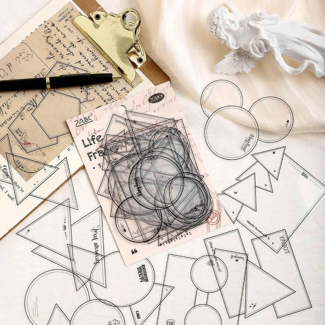 Premium Geometric frame Sticker for journaling and scrapbooking l Pack of 1 contains 20 Pcs