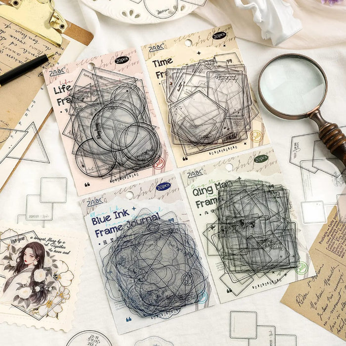 Premium Geometric frame Sticker for journaling and scrapbooking l Pack of 1 contains 20 Pcs