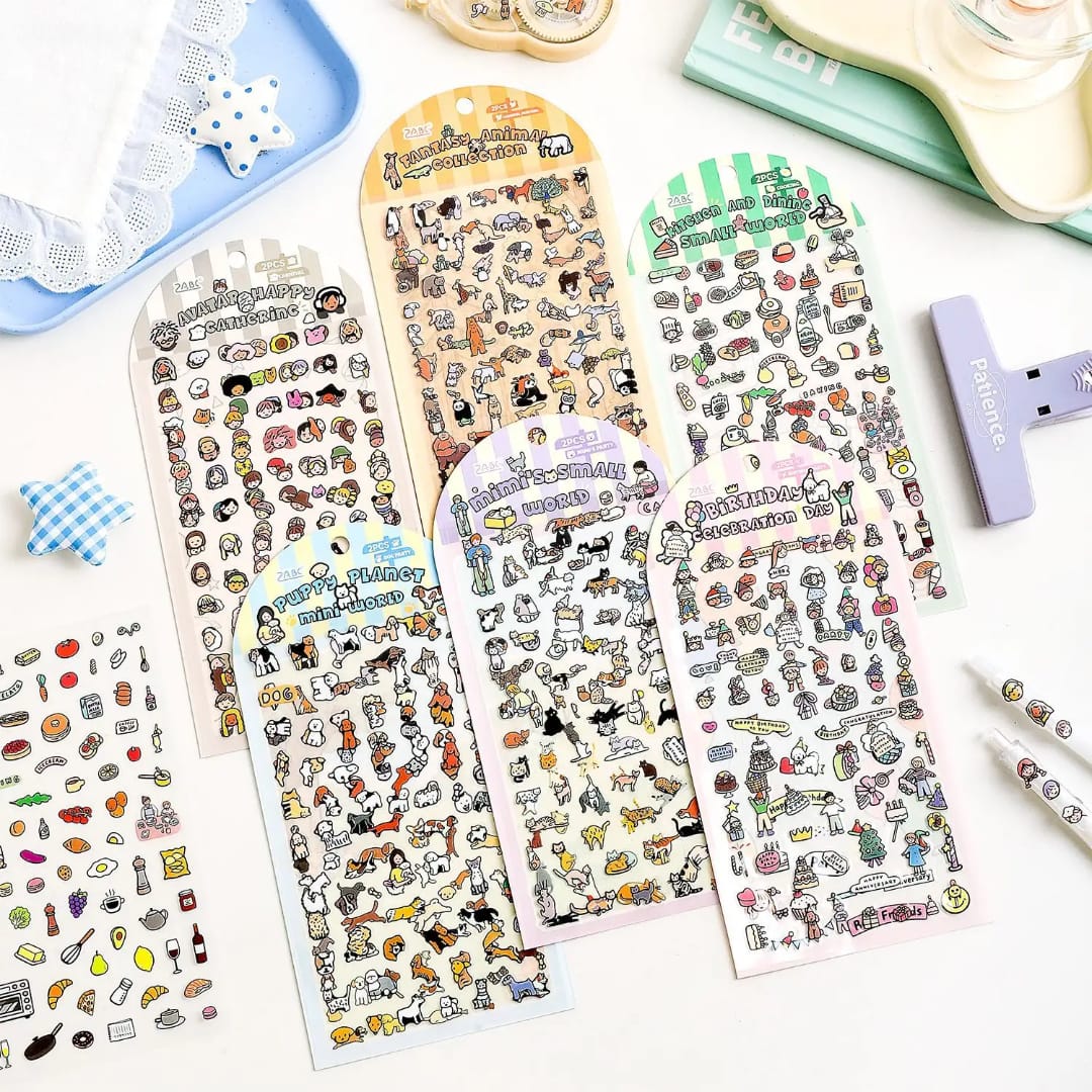 ( Buy 1 Get 1 Free ) Premium mini Animal Aesthetic Sticker Sheets | Pack of 1 contains 2 sheets