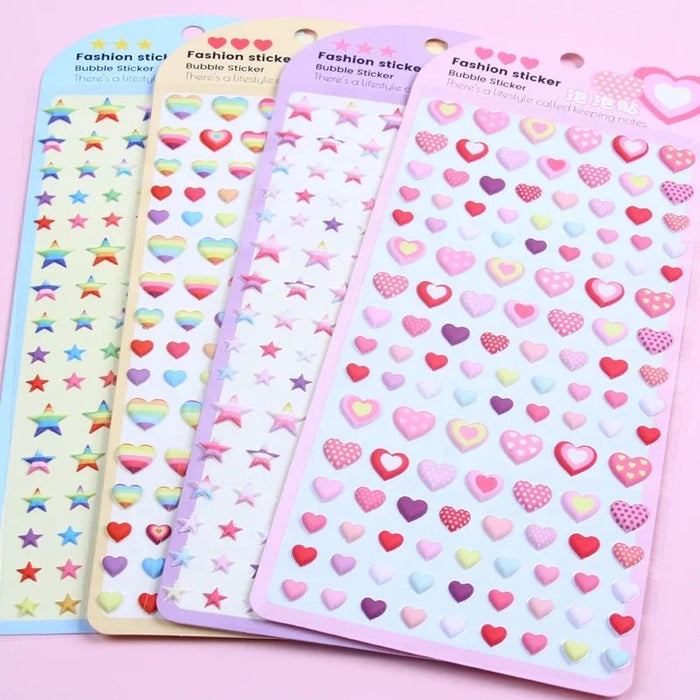 (Buy 1 get 1 free ) Kawaii 3d Foam Heart & Star  Stickers l stickers for crafts & Journaling l Pack of 1 sheets