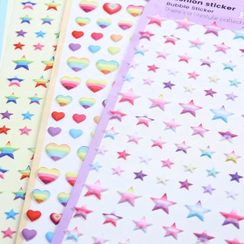 (Buy 1 get 1 free ) Kawaii 3d Foam Heart & Star  Stickers l stickers for crafts & Journaling l Pack of 1 sheets