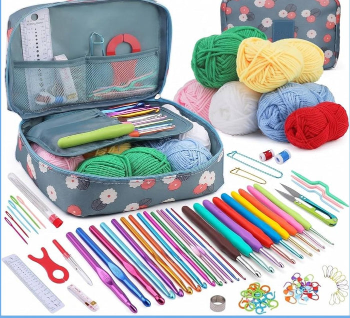 Comprehensive 61 Piece Knitting & Crochet Hook Needle Set with Pouch