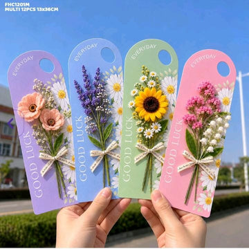 Premium Flower Holder Card  (Pack of 12 pcs) | Best Luck | Premium 2026 Edition | 13 x36 CM