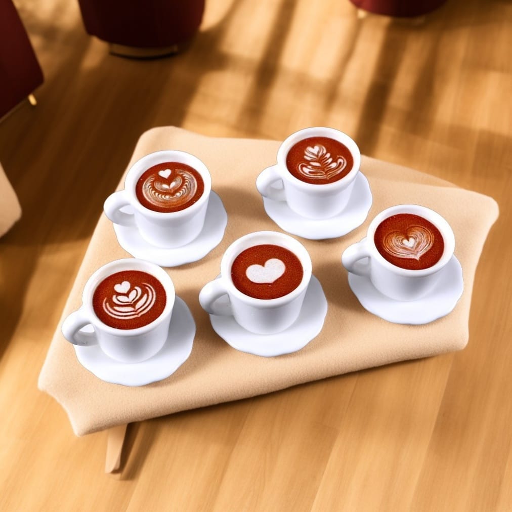 Coffee cup Miniature Set l Tiny Glass or Plastic Bottles for Crafts & Decor l Pack of 1 contains (2 Pieces)
