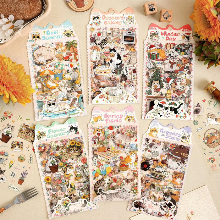 (Buy 1 Get 1 Free) Cute kitty Pet stickers for Journaling and scrapbooking l Pack of 1 contains 4 sheets l 100x150mm