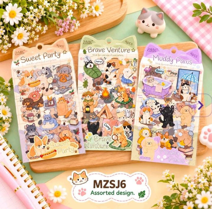 (Buy 1 Get 1 Free) Cute PUPPY Pet stickers for Journaling and scrapbooking l Pack of 1 contains 4 sheets l 100x150mm