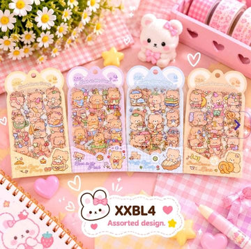 (Buy 1 Get 1 Free) Cute bear Pet stickers for Journaling and scrapbooking l Pack of 1 contains 4 sheets l 100x150mm