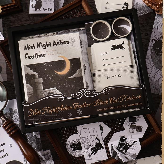 Black cat l The kitty lovers heaven Journaling & Scrapbooking Kit | 2026 Edition | 128 Piece Set