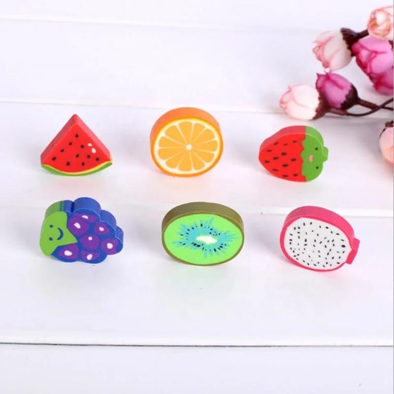 Cute Fruit Shaped Erasers -Pack of 1 contains 4 eraser