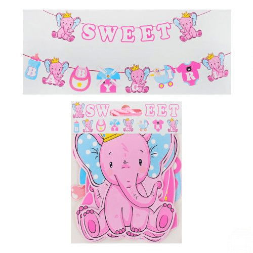 Sweet Baby Boy & Baby Girl Elephant Banner