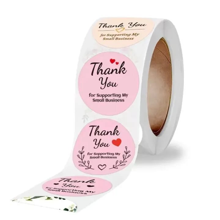 (JUMBO ROLL) Thank you labels for your small business (500 Labels) 1 inch