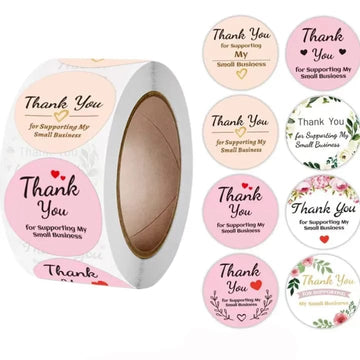 (JUMBO ROLL) Thank you labels for your small business (500 Labels) 1 inch