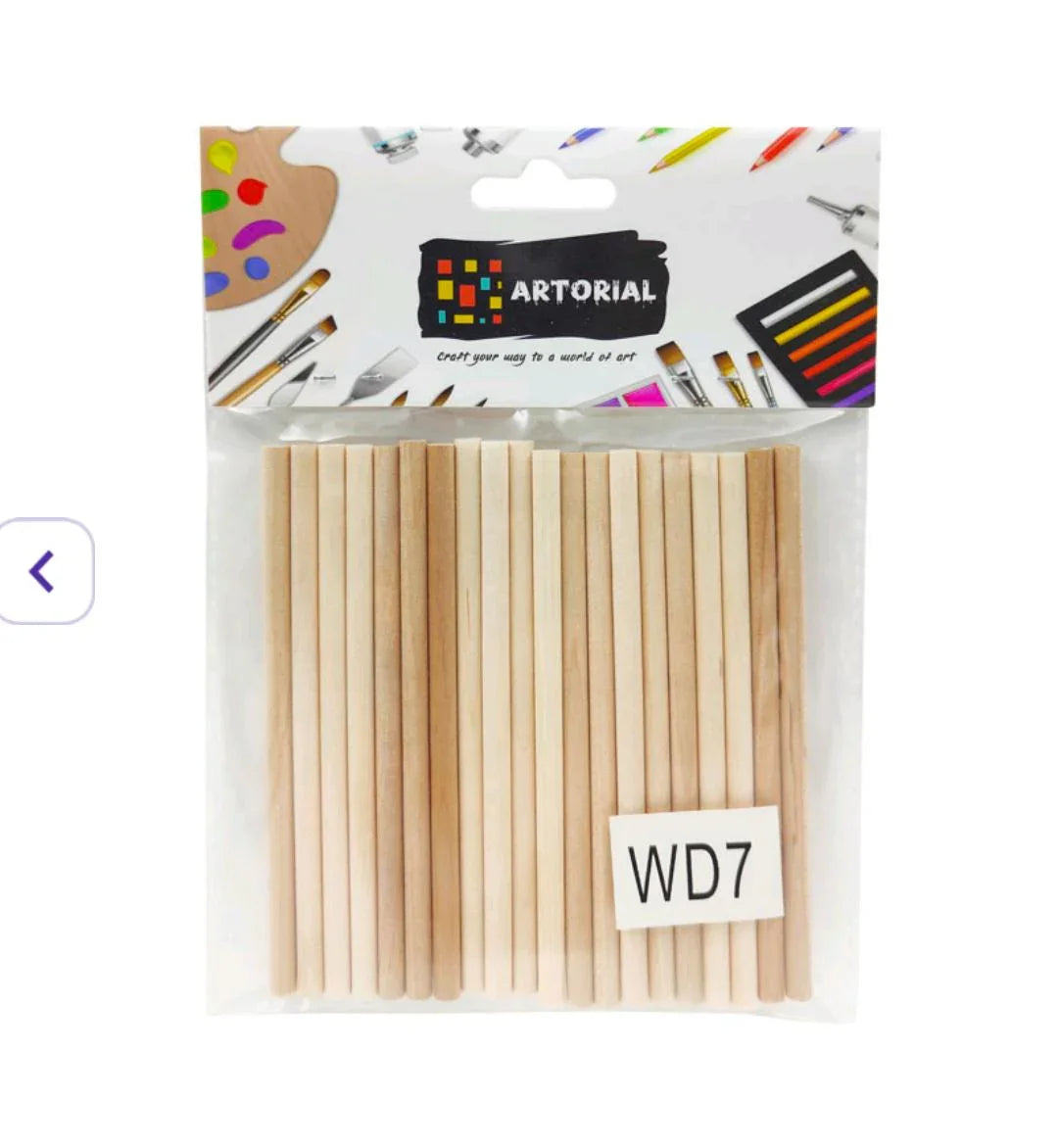 Natural Wooden Craft Sticks - 20 Piece Set (0.5 x 10 cm)