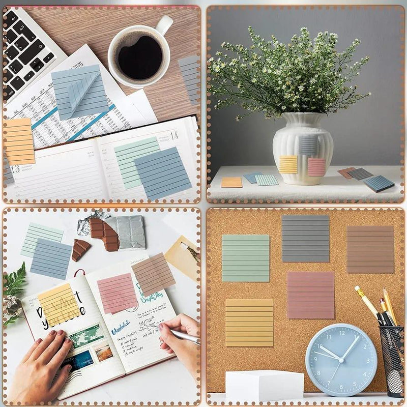 Morandi transparent 3X3 Sticky Notes | Waterproof Ruled Morandi sticky Notes | 50 Sheets | Assorted Colour