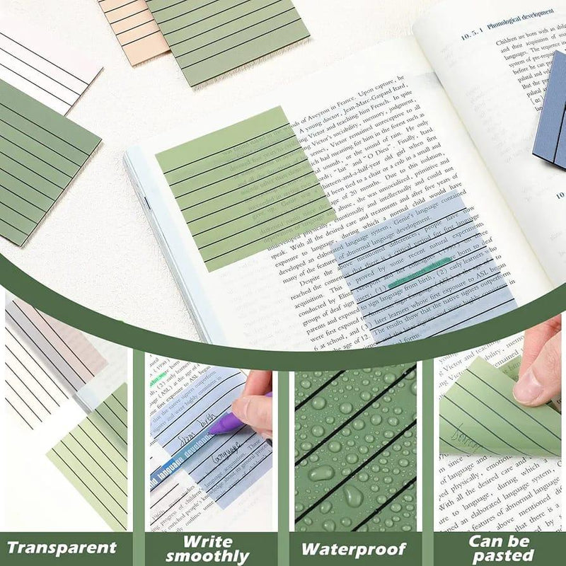 Morandi transparent 3X3 Sticky Notes | Waterproof Ruled Morandi sticky Notes | 50 Sheets | Assorted Colour