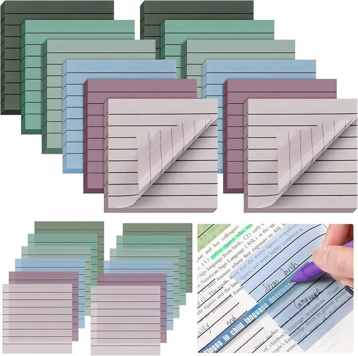 Morandi transparent 3X3 Sticky Notes | Waterproof Ruled Morandi sticky Notes | 50 Sheets | Assorted Colour