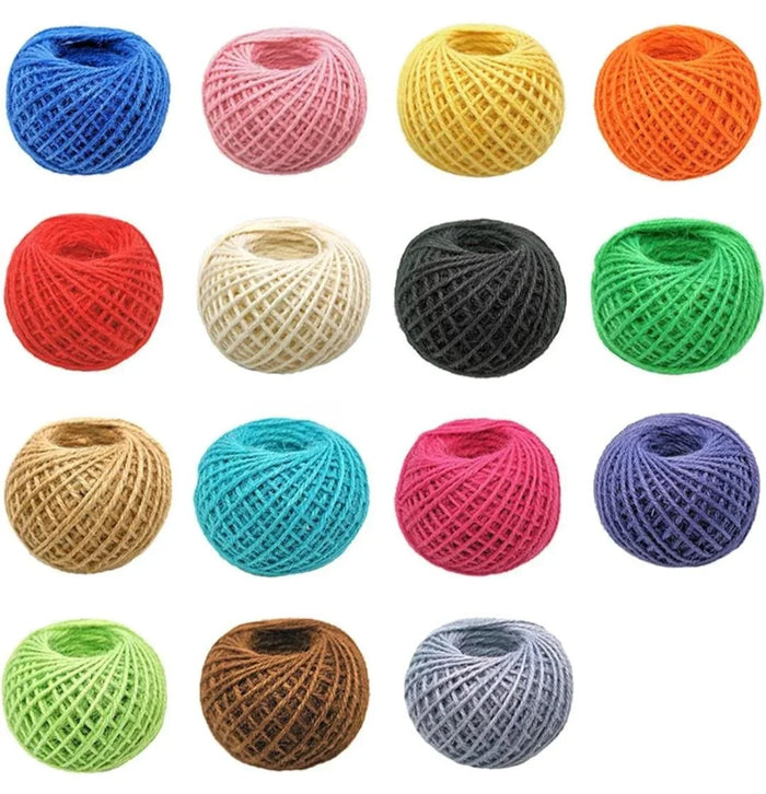 Jute Rope l assorted colour l 50Mtr | Contains 1 Rope of assorted colour
