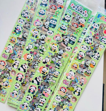 (500 Stickers) Panda Long sticker for journaling and scrapbooking l Pack of 1 contains 16 sheets