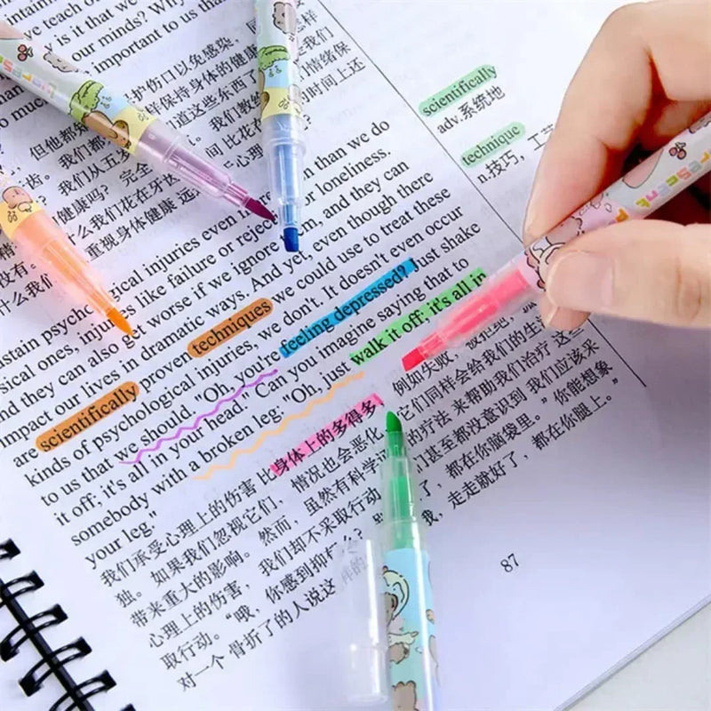 (Buy 1 Get 1 Free ) Unicorn Dual-Tip Highlighter Pen | Pack of  6 pens