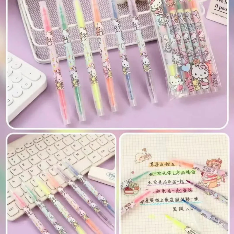 (Buy 1 Get 1 Free ) Kawaii Dual-tip Highlighter Pen | Pack of 6 pens