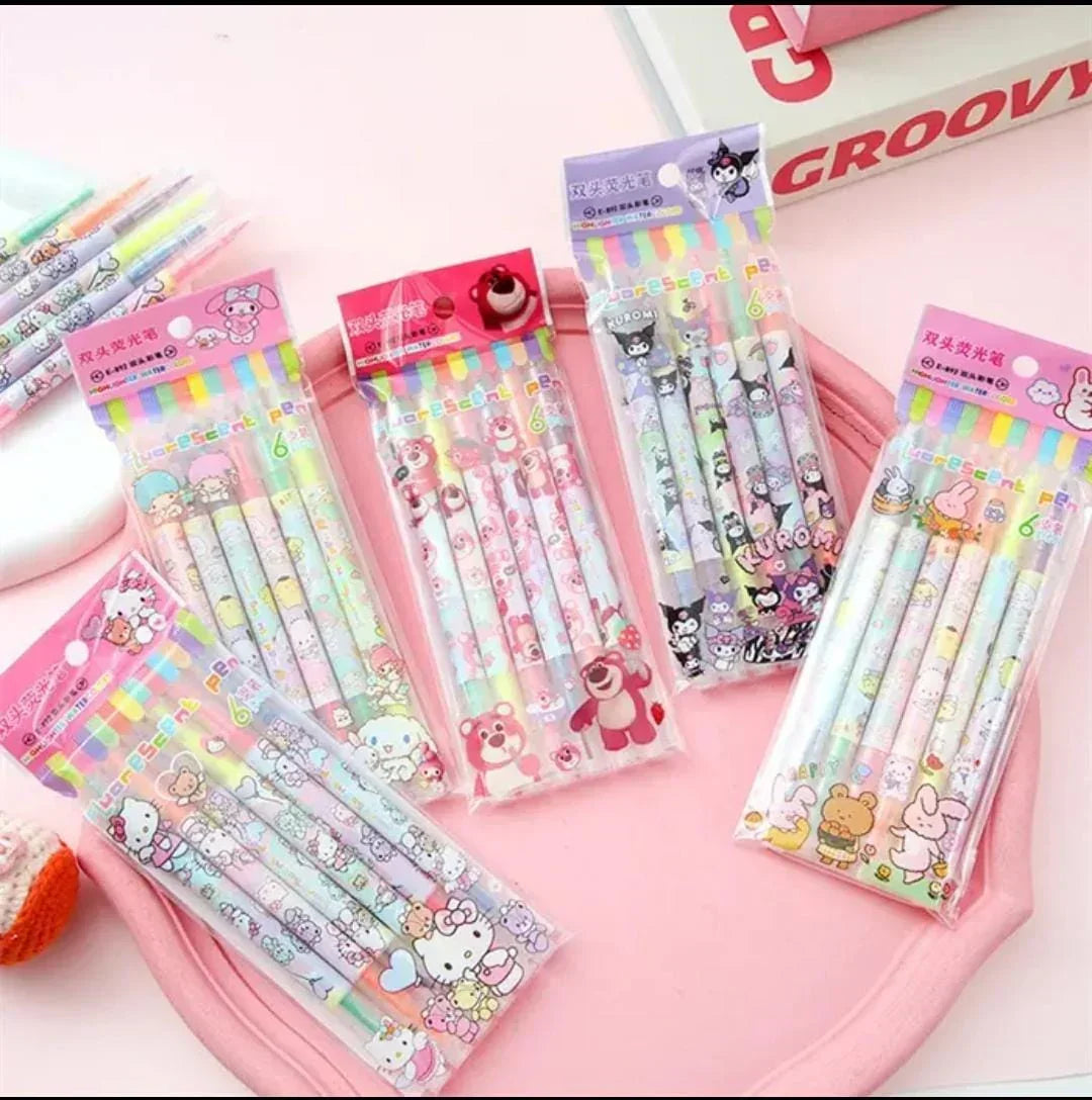 (Buy 1 Get 1 Free ) Unicorn Dual-Tip Highlighter Pen | Pack of  6 pens