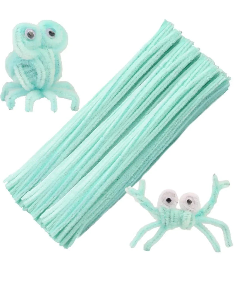 Pastel Green Pipe Cleaners Plain | 100 Pc Pack (PT13)