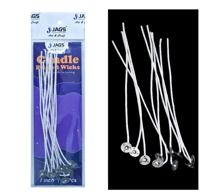 Candle Wicks 7" with Tab (Pack of 10) – Ready to Use for DIY Candles