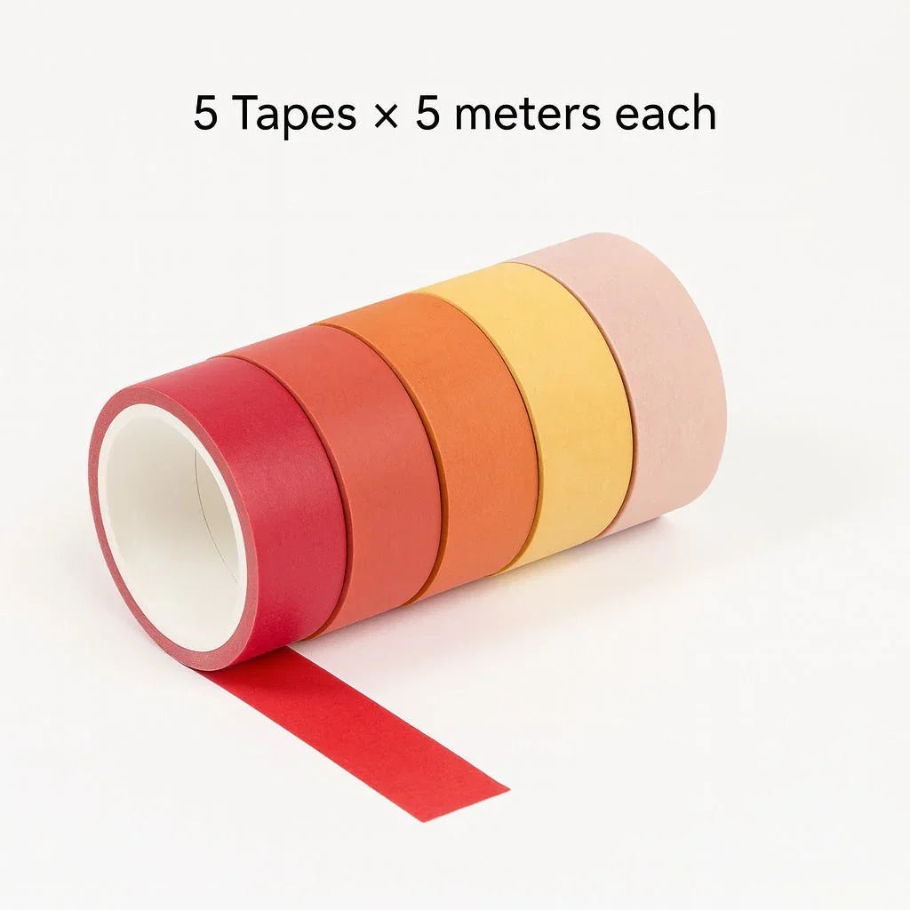 Colorful Rainbow Pastel Masking Tape l Pack of 5 tapes l 1.5 cm x 5 m