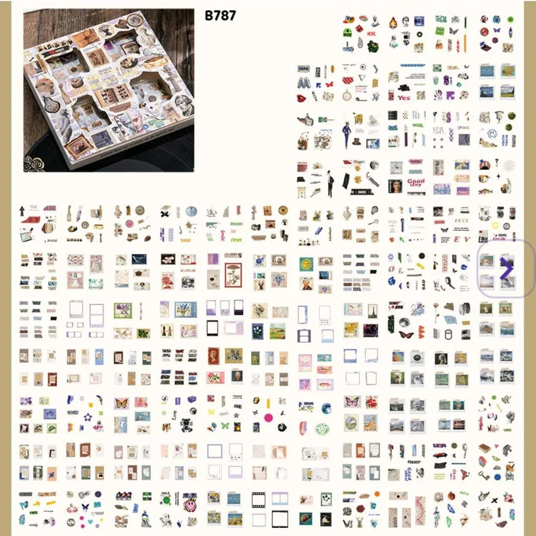 Retro Literature aesthetic Pet sticker l pack of 96 sheets l Journaling and scrapbooking