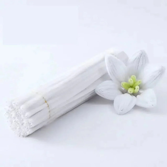 White Plain Pipe Cleaner for Craft and Bouquet l Pack of 100 pcs | Valentine special Colour | 3X Thicker