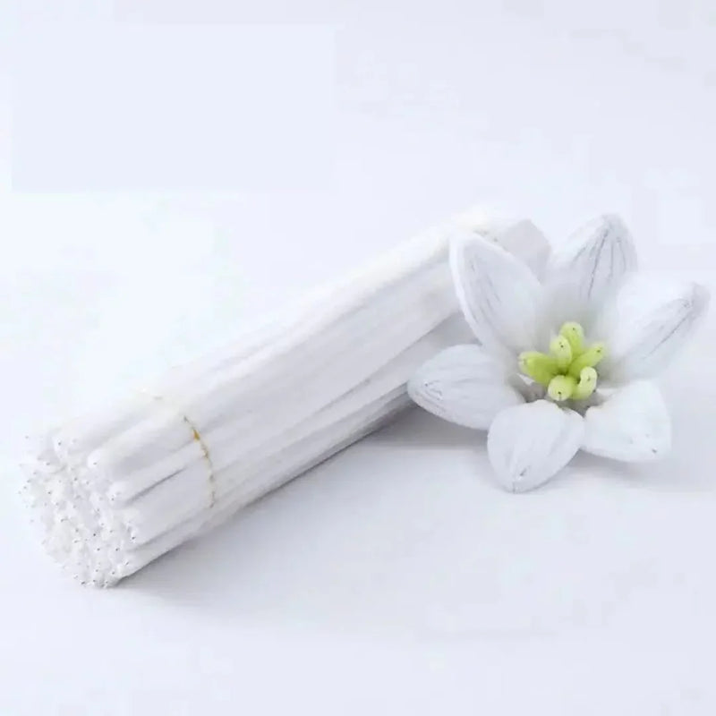 White Plain Pipe Cleaner for Craft and Bouquet l Pack of 100 pcs