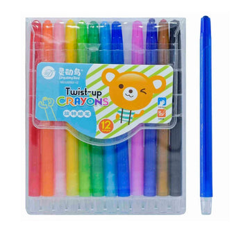 Twist-Up Plastic Crayons – 12 Vibrant Colours