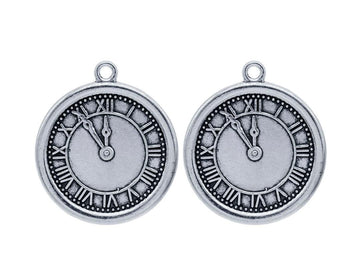 Roman Watch Dial Metal Craft Charms – Set of 2