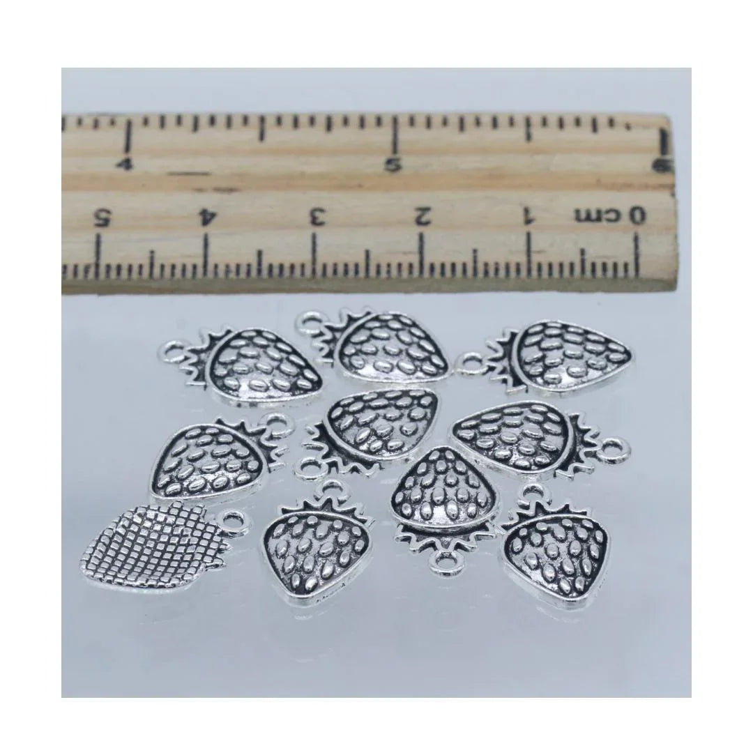 Strawberry Metal Craft Charms – Set of 10
