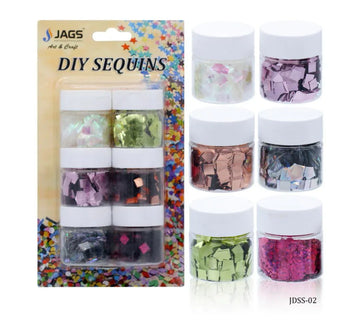 Jags DIY Sequins Square – 6 Color Pack | 30G | Size 2 No