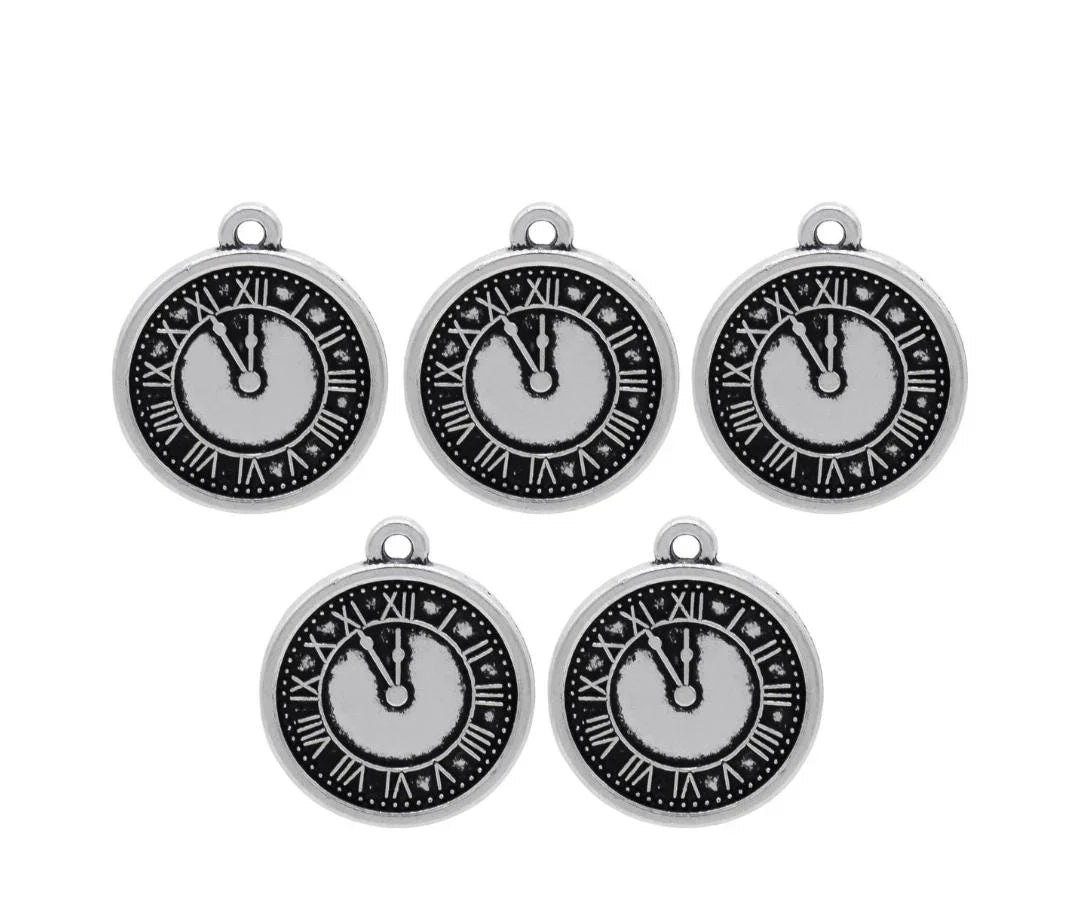 Antique Roman Clock Charms – Set of 5
