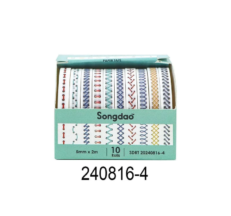 Premium Border Printed Washi Tape | Pack of 10 for Journaling