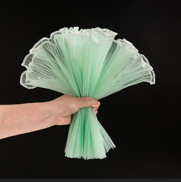 Premium Sage green Wrapping Paper Net Wrinkled with Pearl 64 cm long  | Gift Wrappers | Premium 2026 Edition