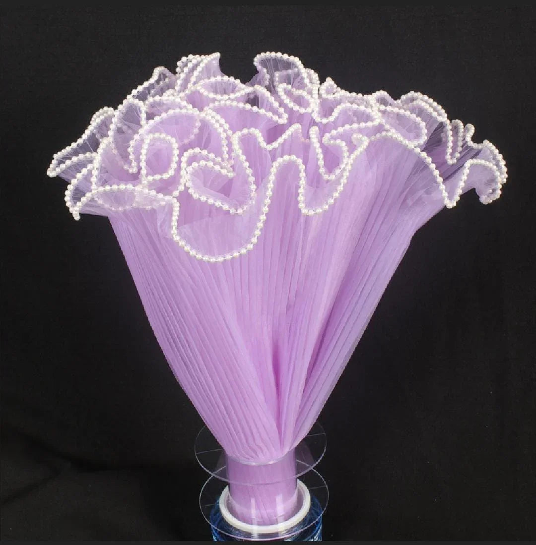 Premium Lilac Wrinkled Net Wrapping Paper with Pearl | 64cm Gift Wrapper