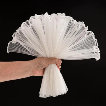 Premium Off White Wrapping Paper Net Wrinkled with pearl  64 cm long  | Gift Wrappers | Premium 2026 Edition I Used in combination with pipe cleaners