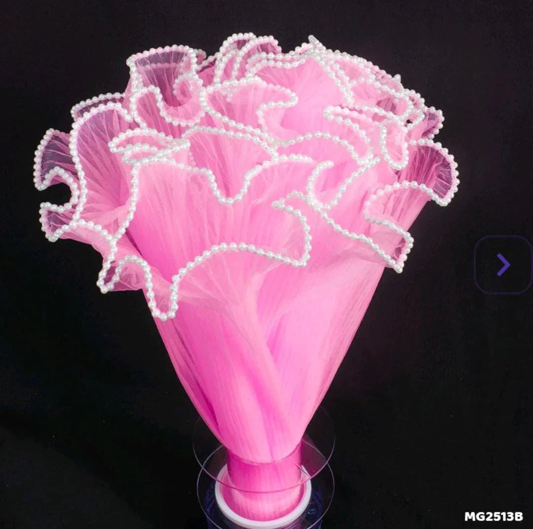 Premium Dark pink Wrapping Paper Net Wrinkled with Pearl 64 cm long  | Gift Wrappers | Premium 2026 Edition