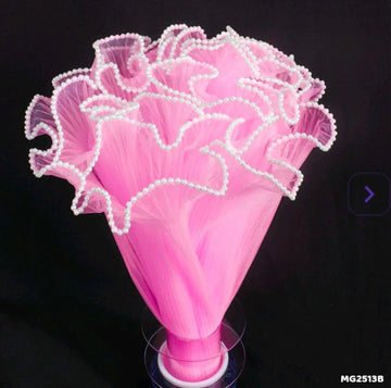 Premium Dark pink Wrapping Paper Net Wrinkled with Pearl 64 cm long  | Gift Wrappers | Premium 2026 Edition